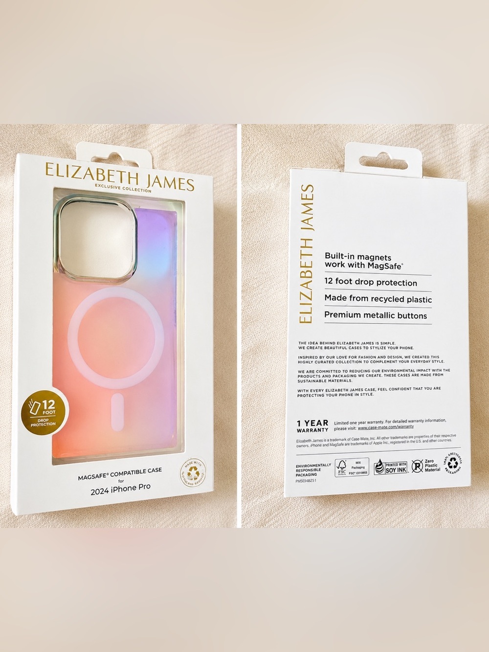 NWT Elizabeth James MagSafe Compatible iPhone 16 Pro Case Iridescent